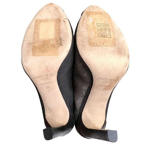 Jimmy Choo Sayra 100 Mesh Ankle Lace Up Tie Black Heels Booties Leather Size 36 - Picture 11 of 12